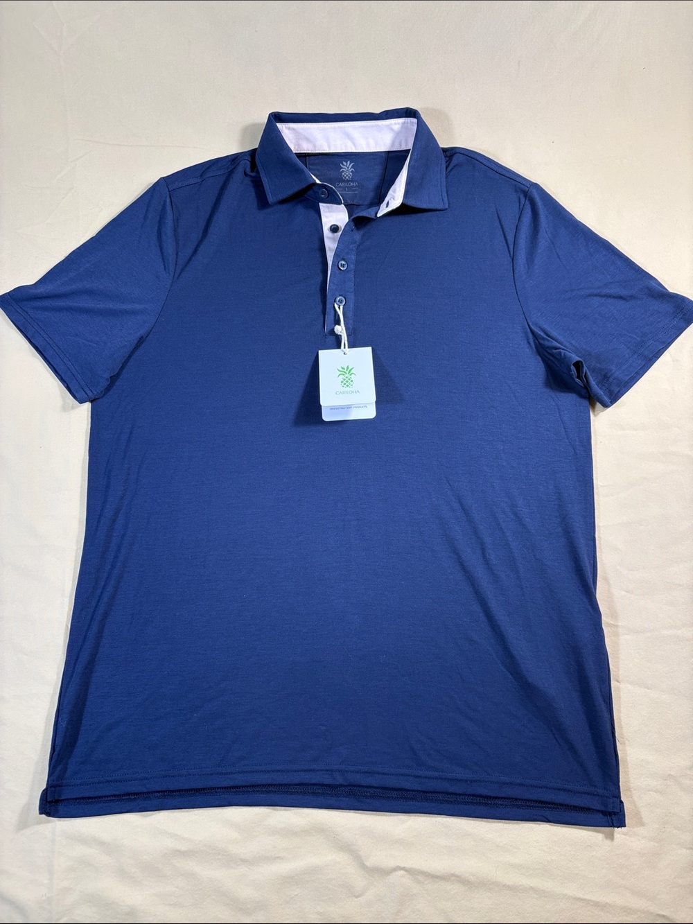 NWT Cariloha Men's Bamboo Performance Golf Polo‎ Royal Blue UPF 50+ Soft Size L
